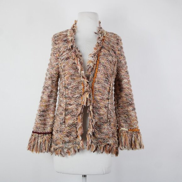 Angel Of The North Sz L Red Yellow Multicolor Poly Acrylic Cardigan Sweater - Picture 2 of 16